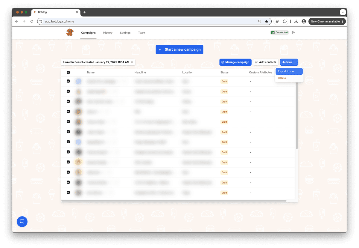 Export LinkedIn Data to Excel