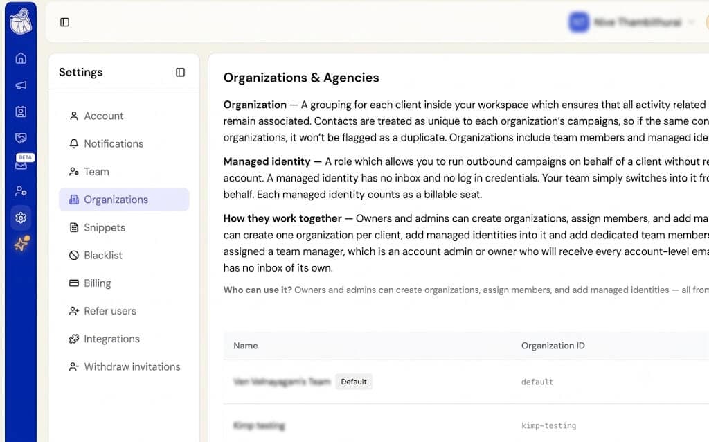 Organizations and Agency Mode: manage multiple clients from one workspace screenshot