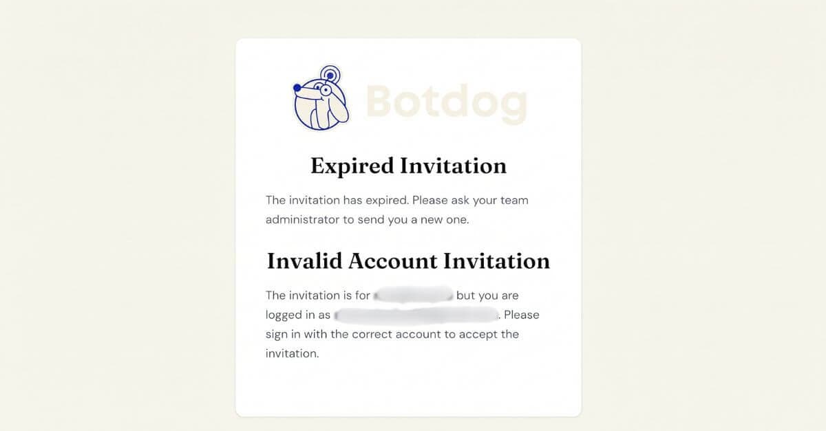 Invitation problems now tell you what went wrong screenshot