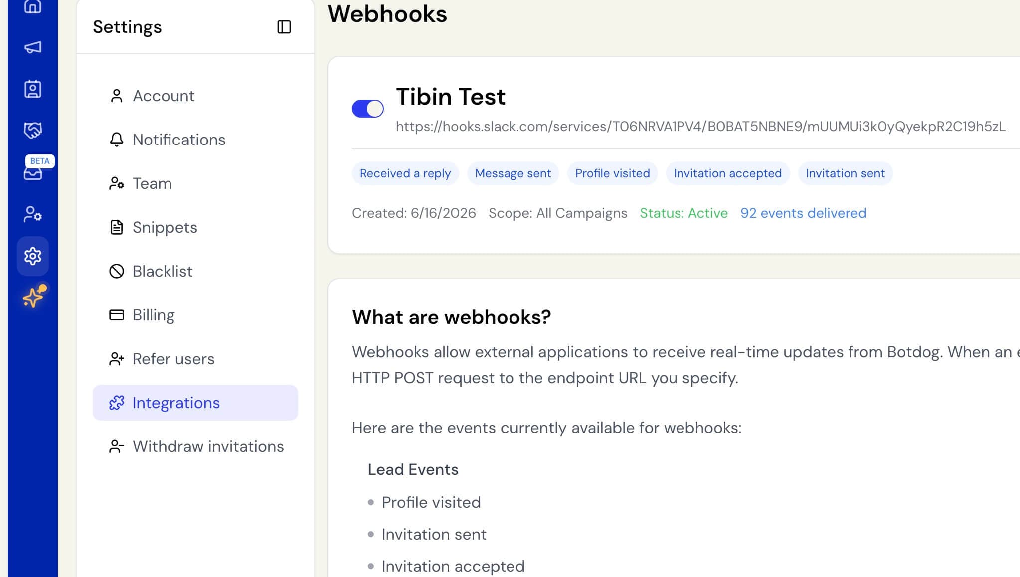 Send Webhook Notifications Straight To Slack screenshot