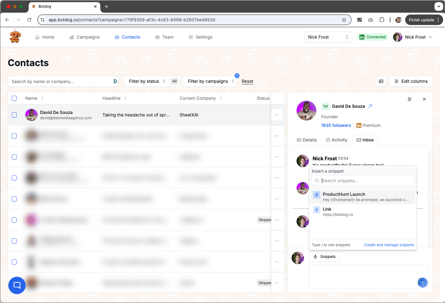 Message Snippets