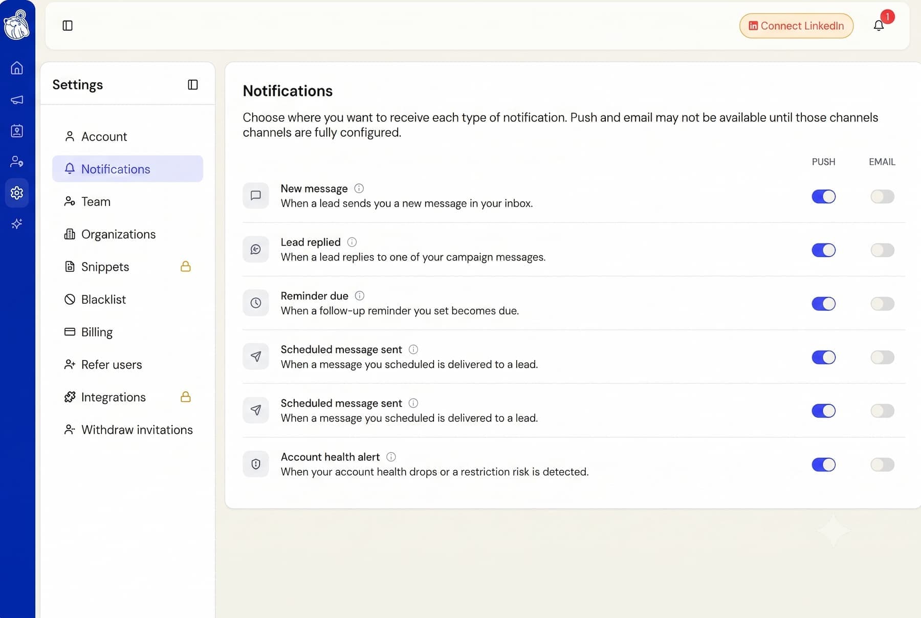 Fixed the notification settings page not loading screenshot