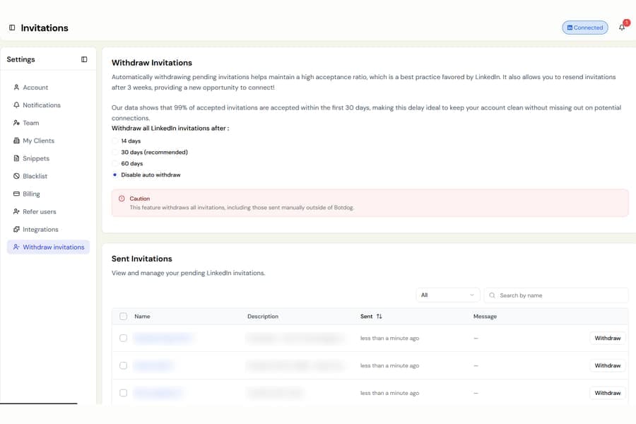 Search and Sort Your Sent Invitations screenshot
