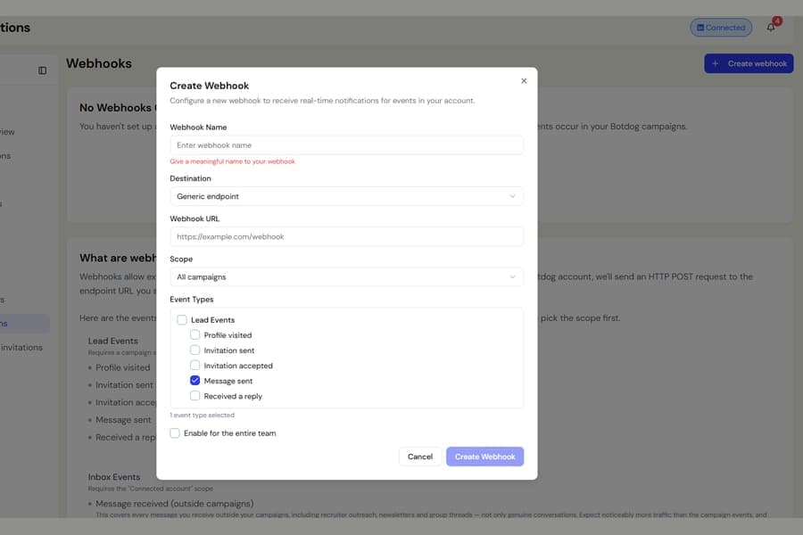 Webhooks: Messages Sent From Your Inbox, and No More Duplicate Replies screenshot