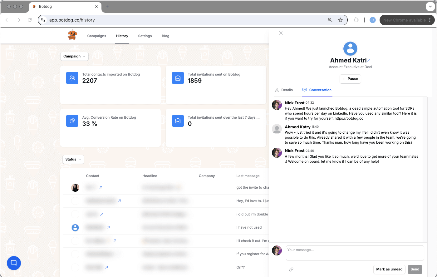 Inbox Management: Efficiently handle responses to your Botdog outreach screenshot