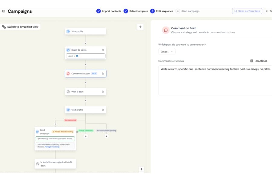 Fixed: 'Comment on post' templates and steps no longer blocked screenshot