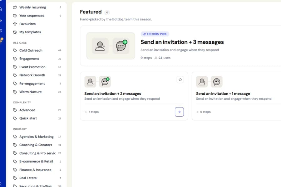 Browse campaign templates by industry screenshot