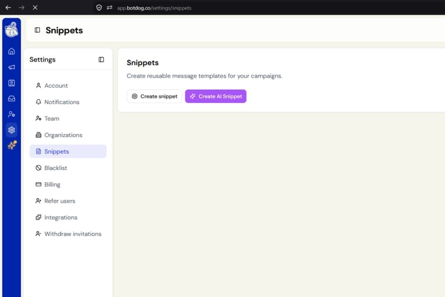Snippets: insert merge tags with one click, see a live preview screenshot