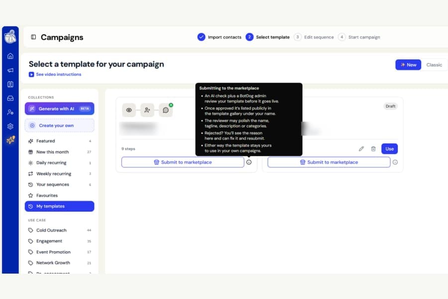Share your campaign templates with the community screenshot